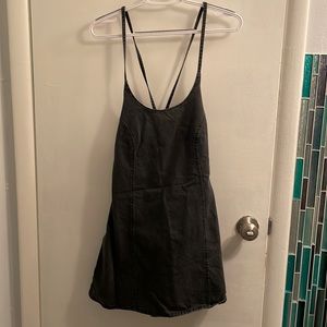 Asos black denim mini dress spaghetti strap tie back us size 6-8